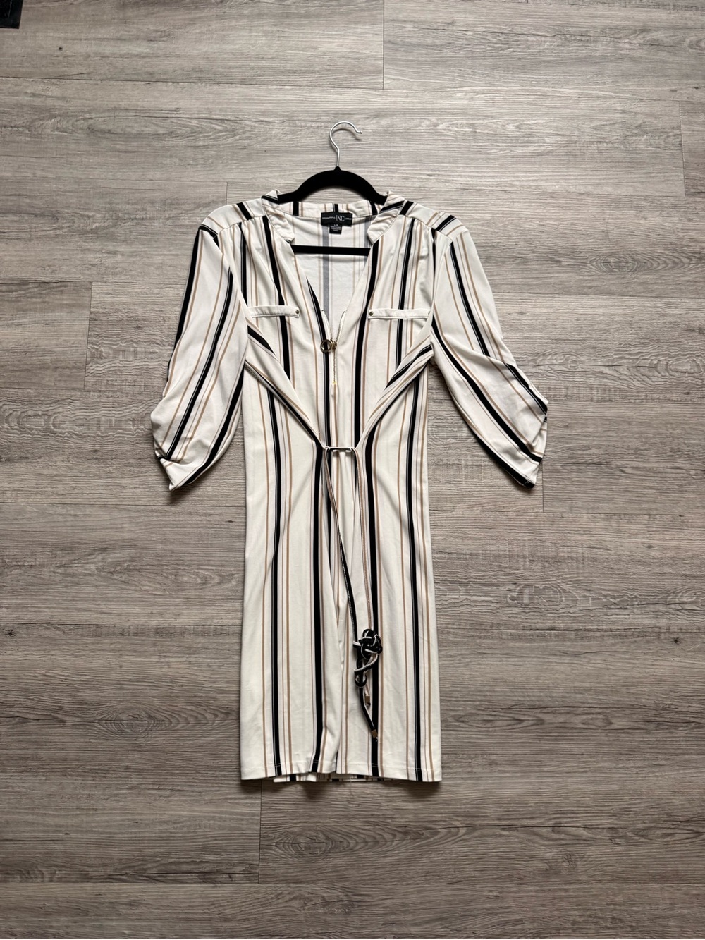 INC International Concepts White Striped Midi Dress
